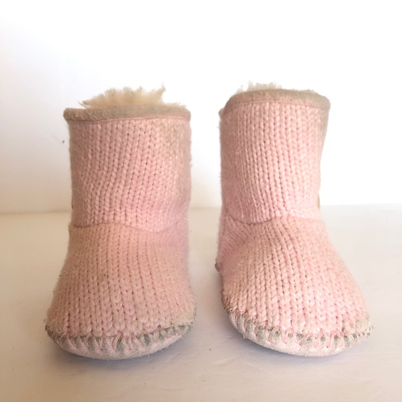 UGG Pearl Pink Knit Baby Girl Winter Snow Boots Size 2/3 - Picture 6 of 12